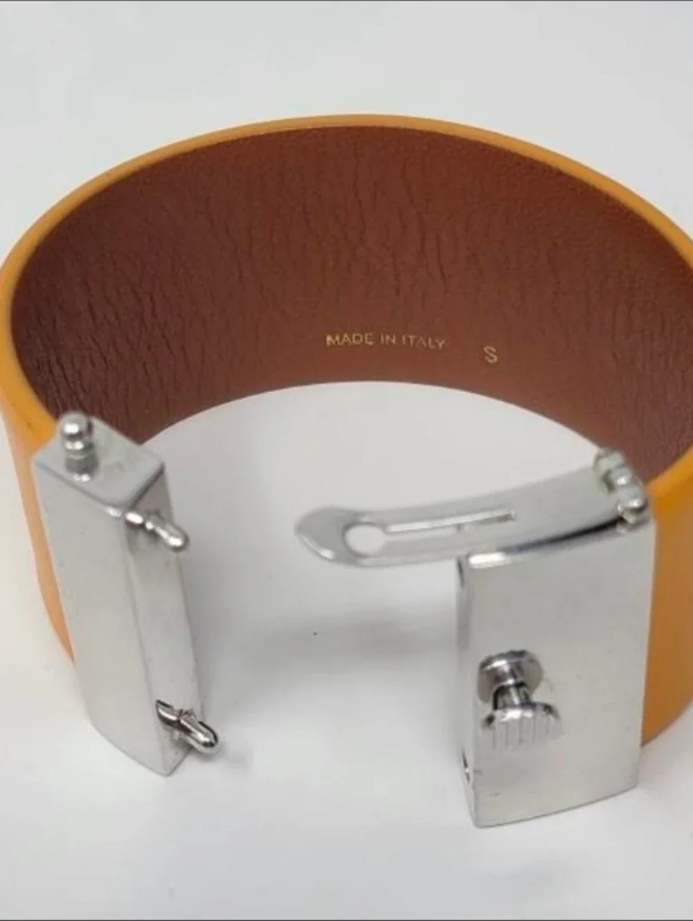 CELINE Yellow Leather Cuff SZ Small - Picture 5 of 5